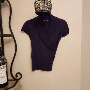 BCX V-Neck Short Sleeve Sweater - Purple